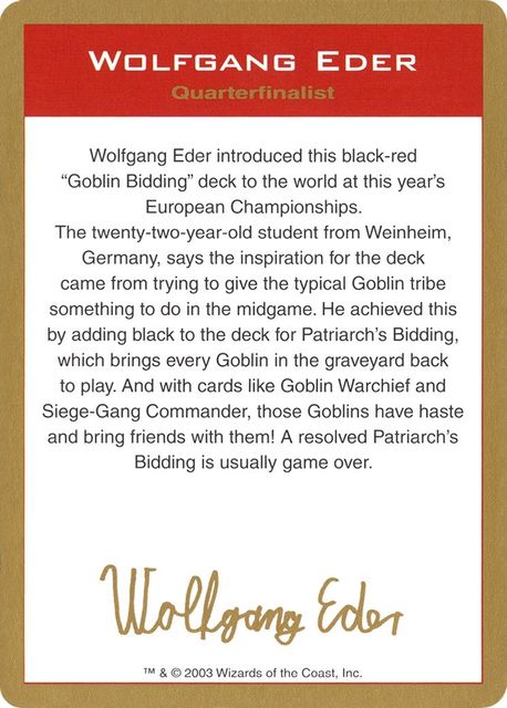 Wolfgang Eder Bio
