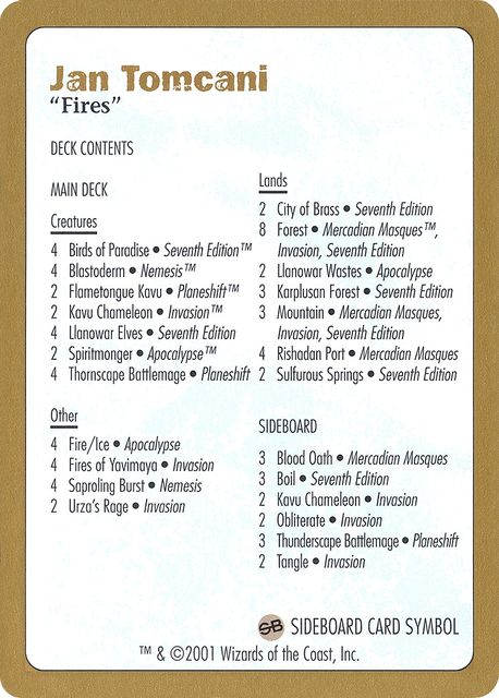 Jan Tomcani Decklist